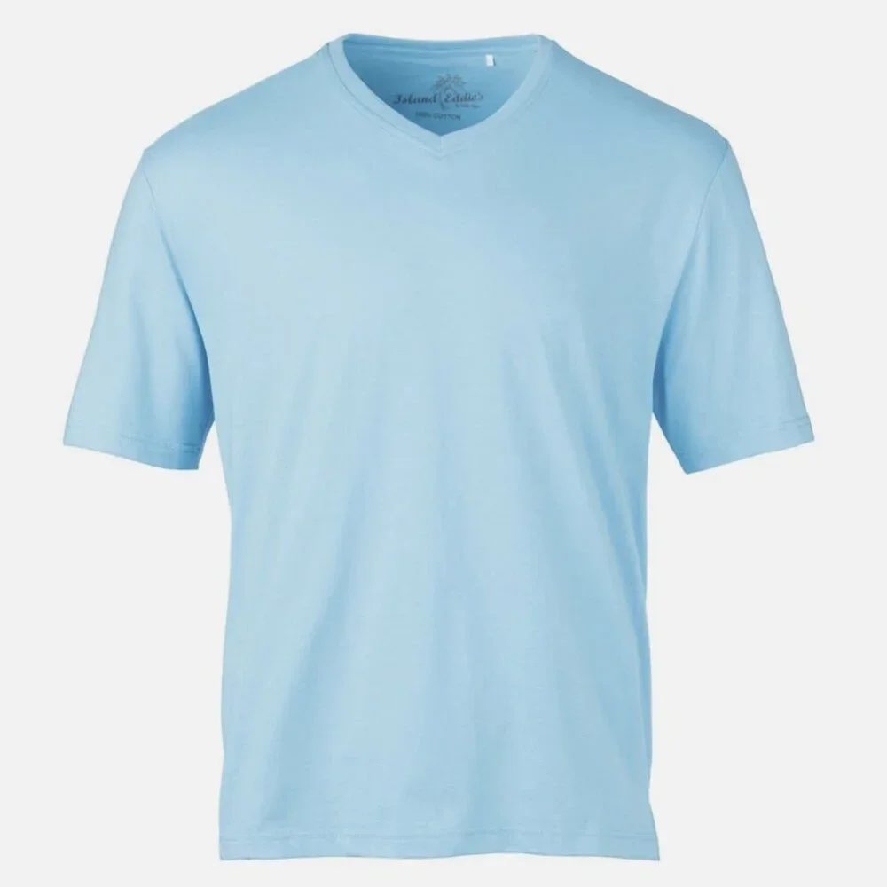 Island Eddie’s Luxury V-Neck T-Shirt | Men’s Small - X-Large | Aqua Blue - Picture 2 of 3